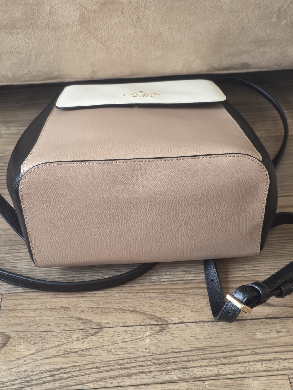 Kate Spade Two-Tone Cream & Taupe Leather Backpack - Picture 8 of 9